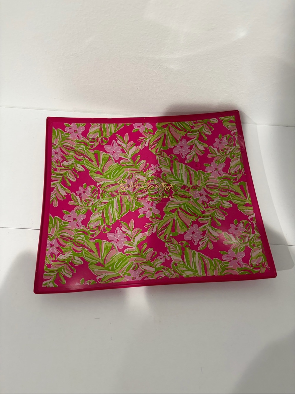 Lilly Pulitzer Glass Catchall Tray in the Jungle Tumble Print